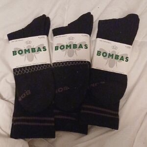 Bombas Men's Dark Casual Socks. Xl Long Brownish Purple Logo And Stripes.All 3!!